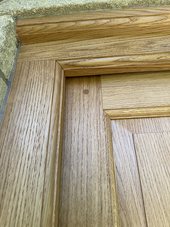 Close up of moulding detail of finished door