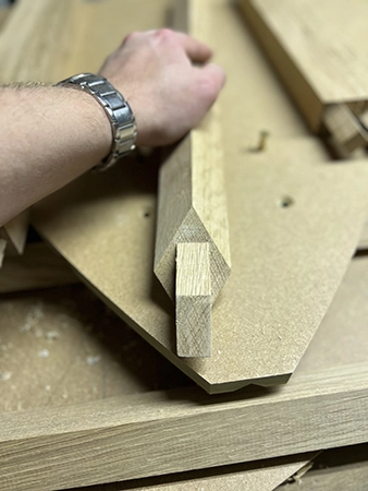 Clos up of complex tenon joint