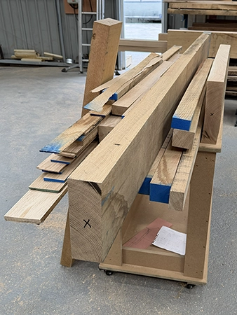 Carefully selecected raw oak timber